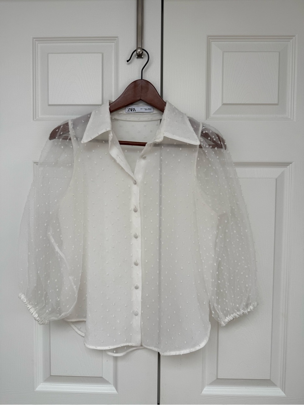 Zara Sheer White Blouse size S
